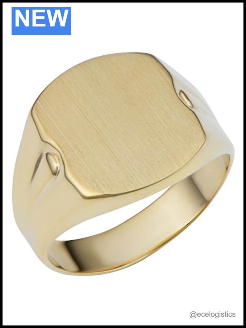 14k Yellow Gold Cushion Signet Ring 14mm